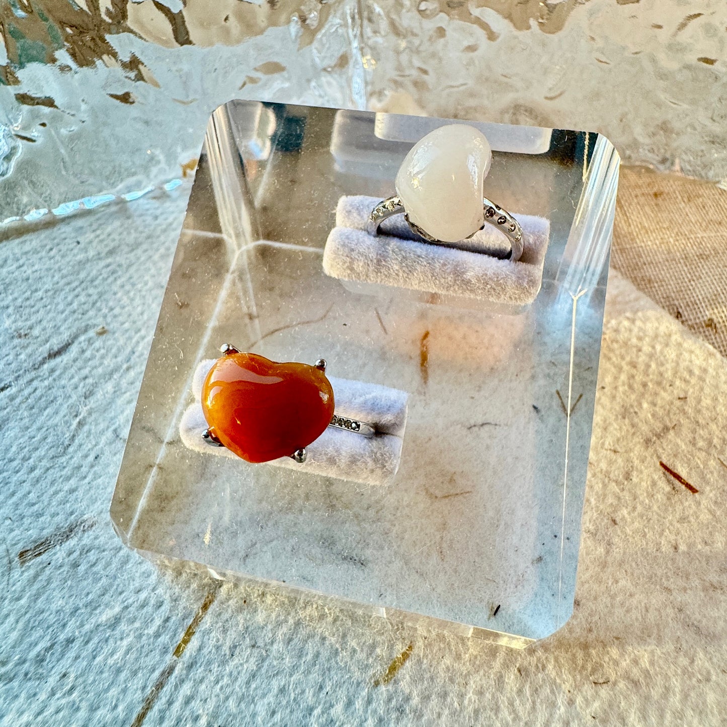 Orange Heart Jadeite Ring