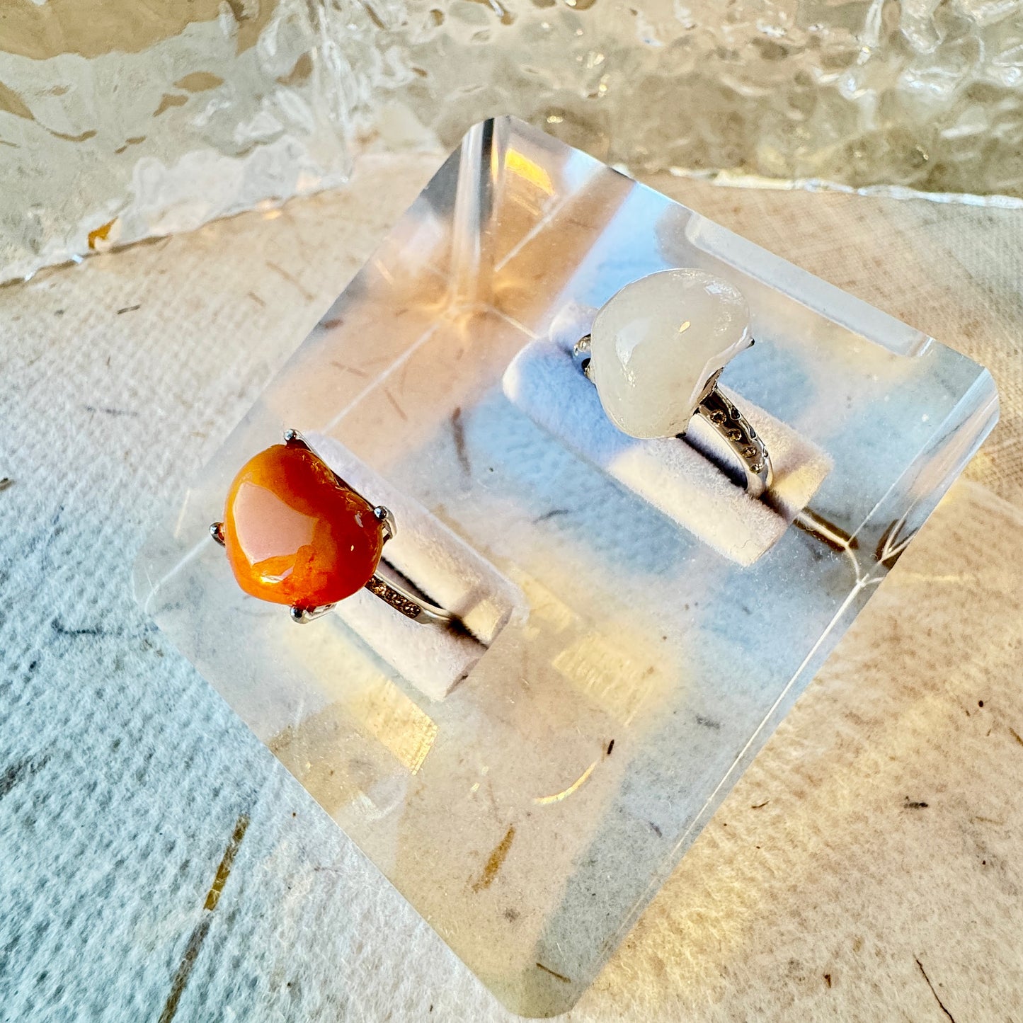 Orange Heart Jadeite Ring