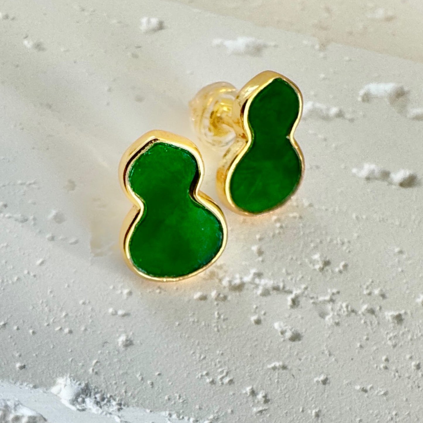 Green Hulu Calabash Jadeite Earrings
