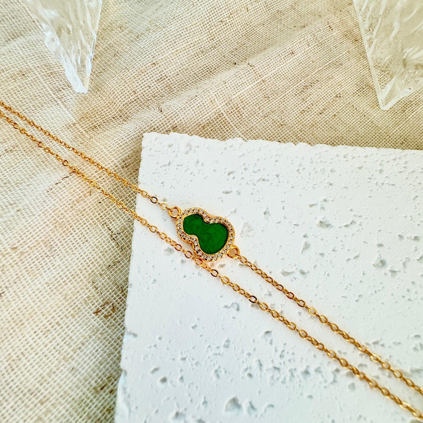 Green Hulu Calabash Jadeite Locket Necklace