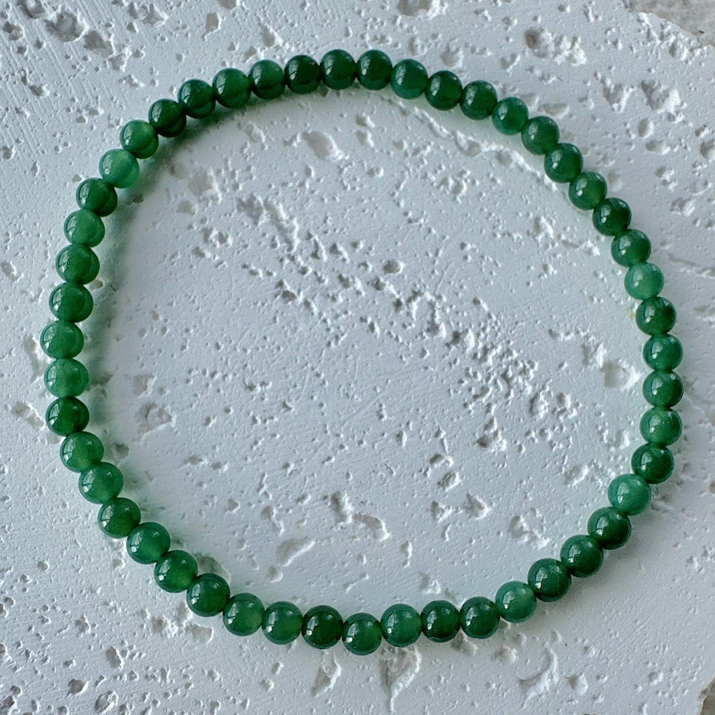 Dark Green Fine Jadeite Beads Bracelet (c.4mm+)