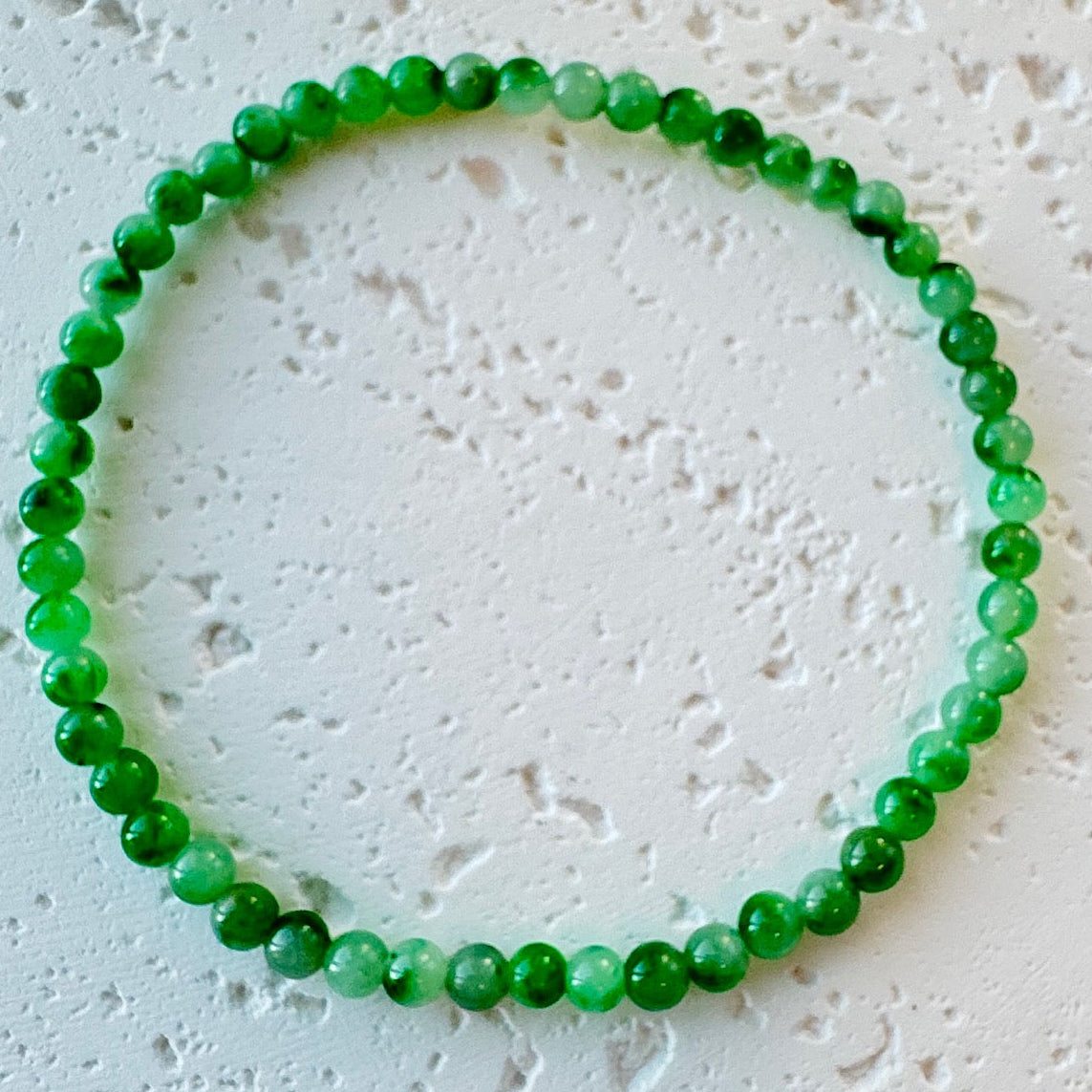 Green Fine Jadeite Beads Bracelet (c.3mm+)