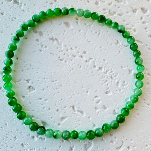 Green Fine Jadeite Beads Bracelet (c.3mm+)
