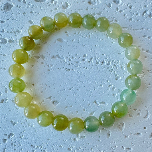Yellowish Green Fine Jadeite Beads Bracelet (c.6mm+)