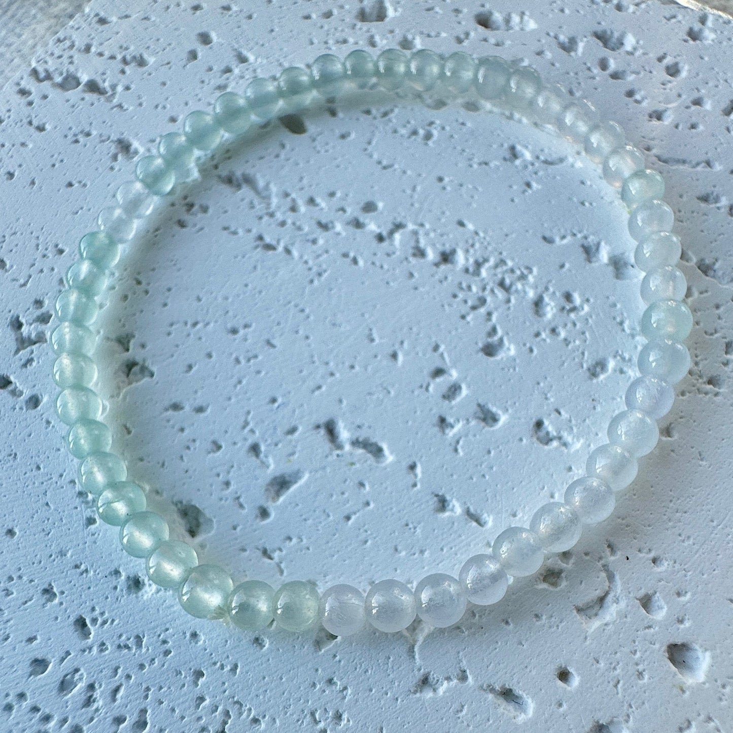 Icy White Fine Jadeite Beads Bracelet (c.4mm+)