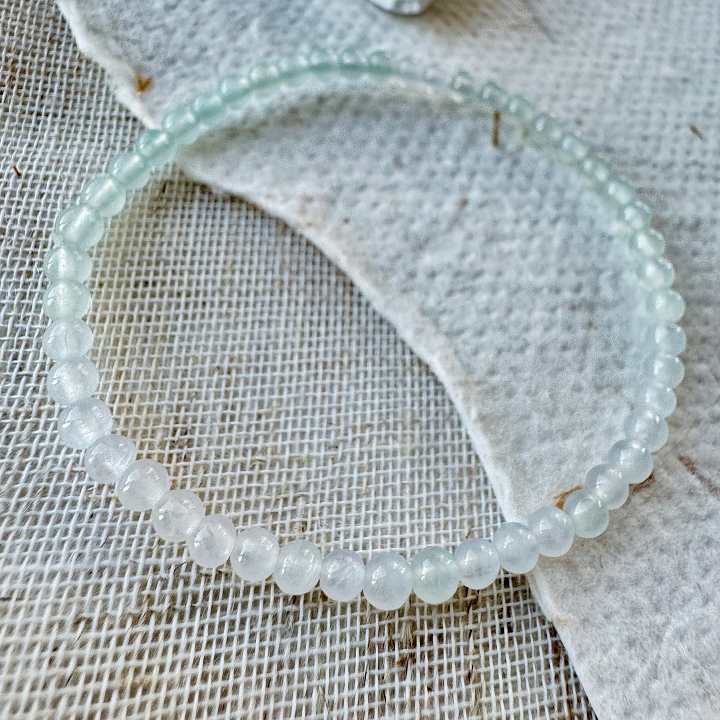 Icy White Fine Jadeite Beads Bracelet (c.4mm+)