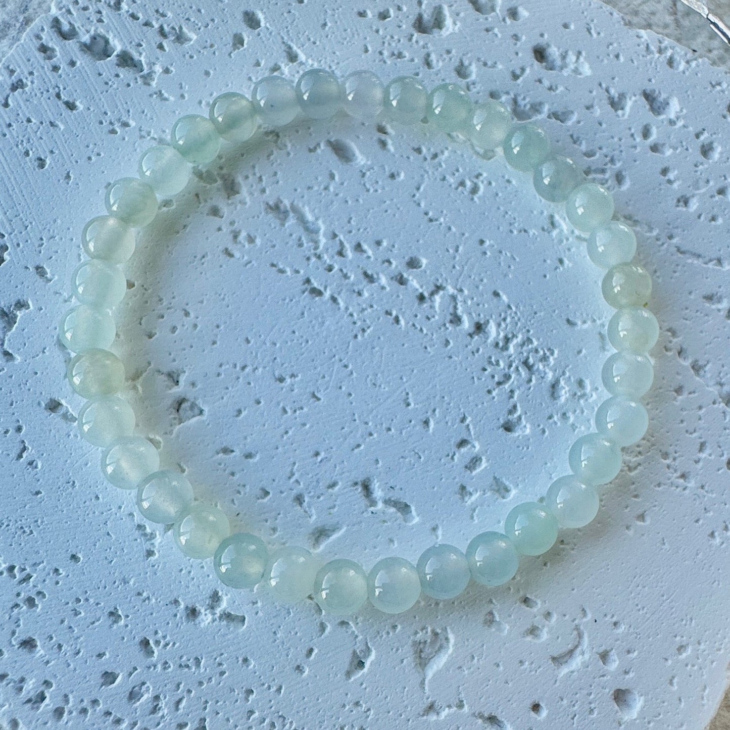 Icy White Fine Jadeite Beads Bracelet (c.5mm+)
