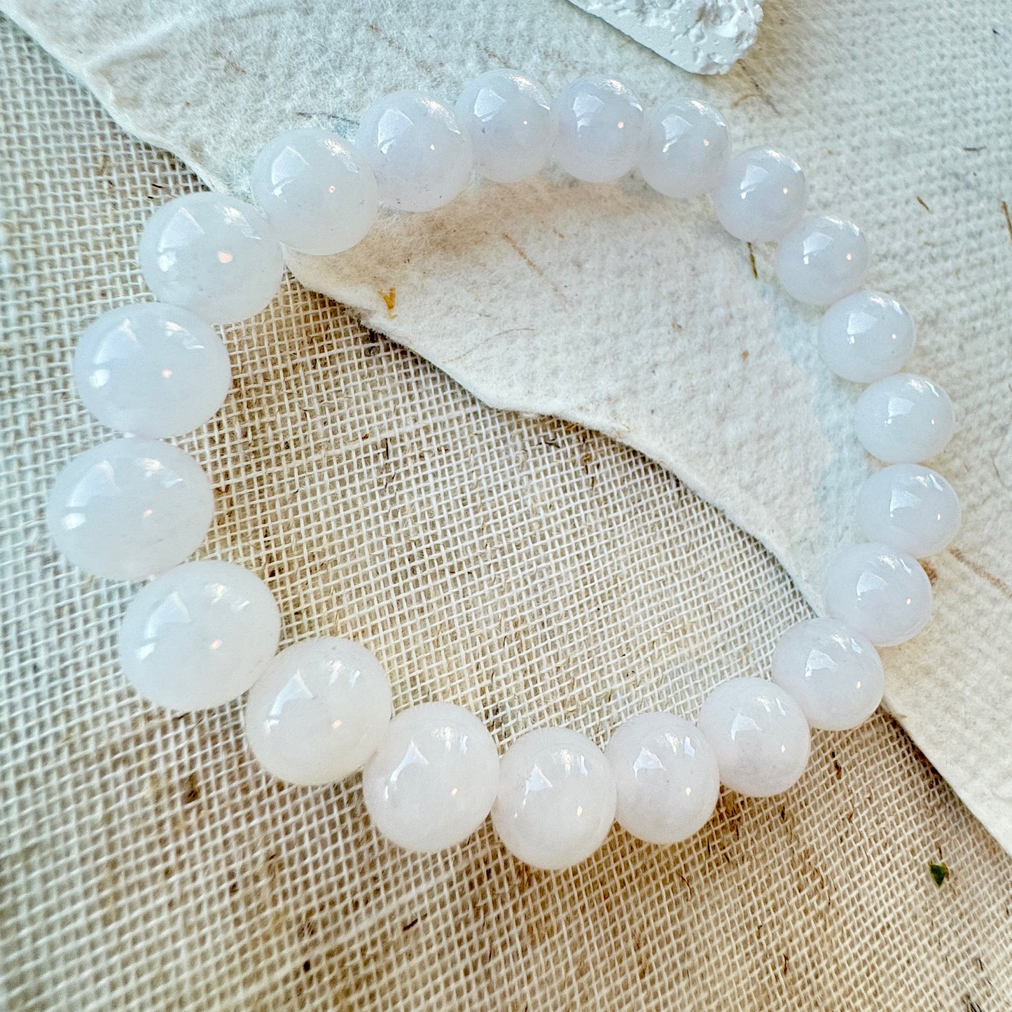 Icy White Fine Jadeite Beads Bracelet (c.10mm+)