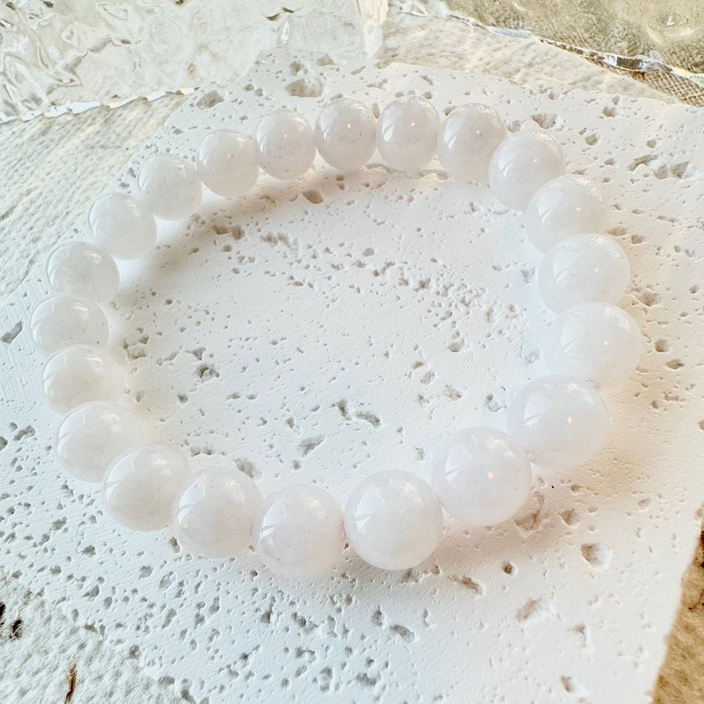 Icy White Fine Jadeite Beads Bracelet (c.10mm+)