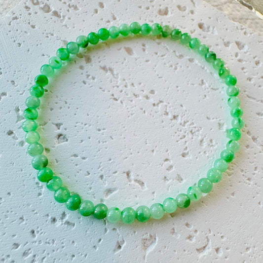 Light Green Fine Jadeite Beads Bracelet (c.3mm+)