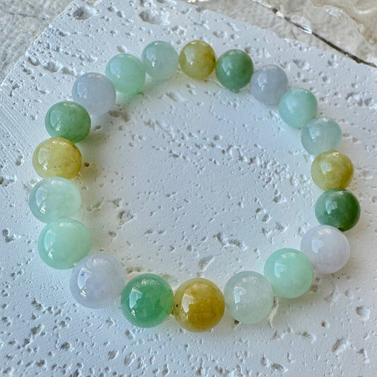 Multi-color Fine Jadeite Beads Bracelet (c.9mm+)