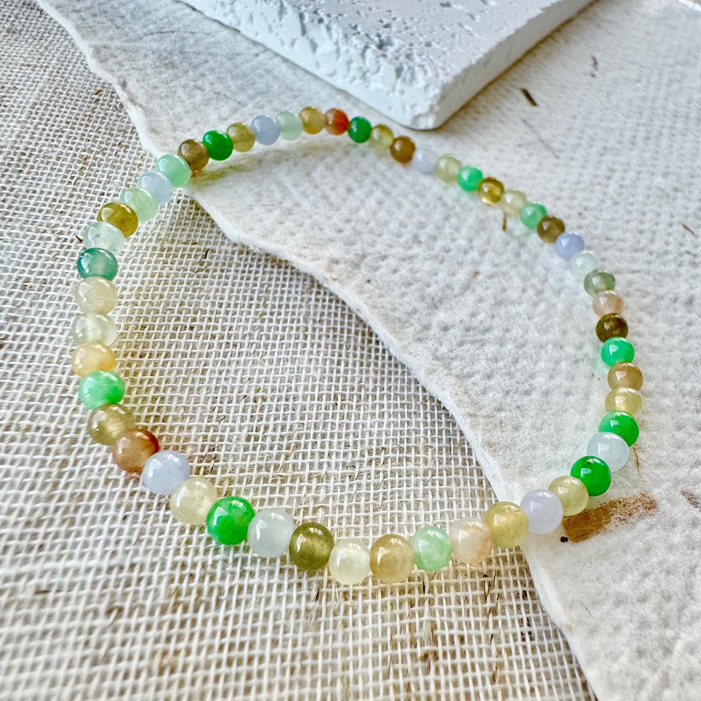 Multi-color Fine Jadeite Beads Bracelet (c.3mm+)