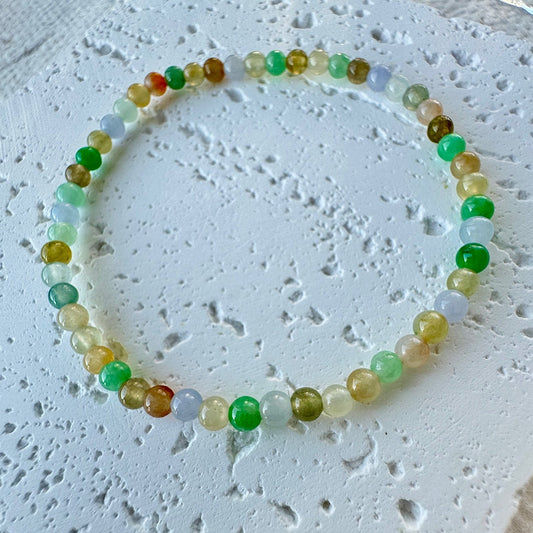 Multi-color Fine Jadeite Beads Bracelet (c.3mm+)