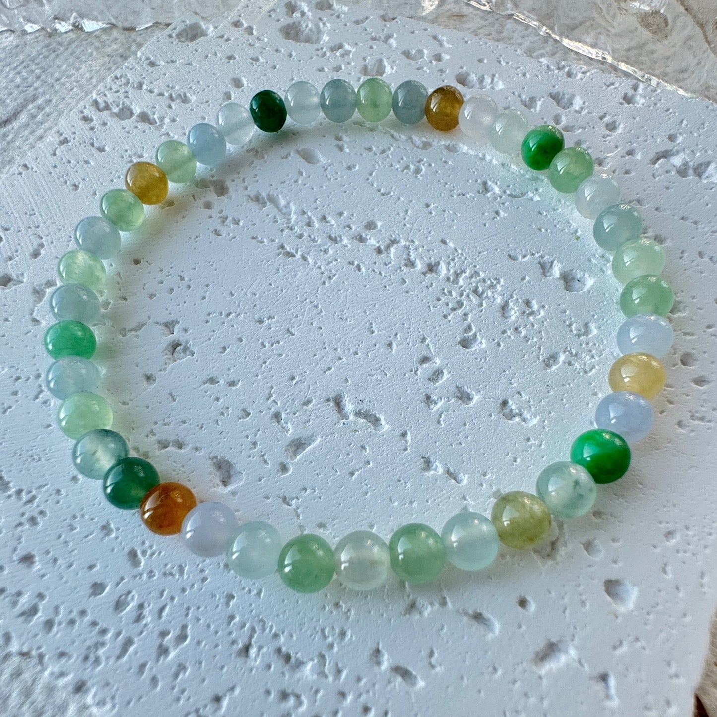 Multi-color Fine Jadeite Beads Bracelet (c.4mm+)