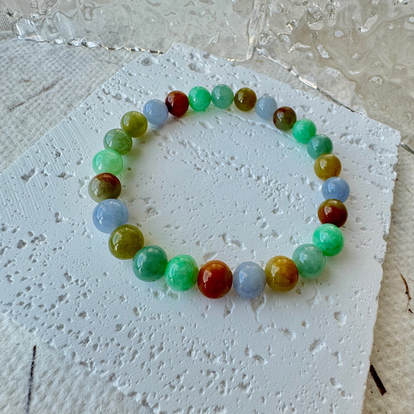 Multi-color Fine Jadeite Beads Bracelet (c.6mm+)