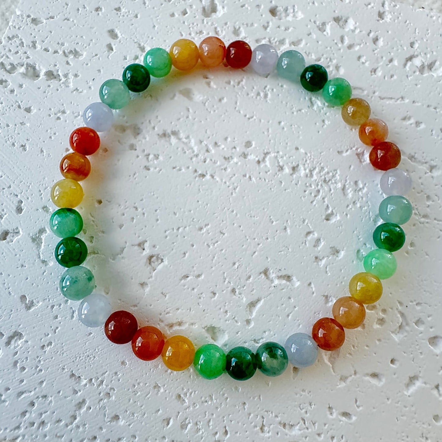 Rainbow Color Fine Jadeite Beads Bracelet (c.5mm+)