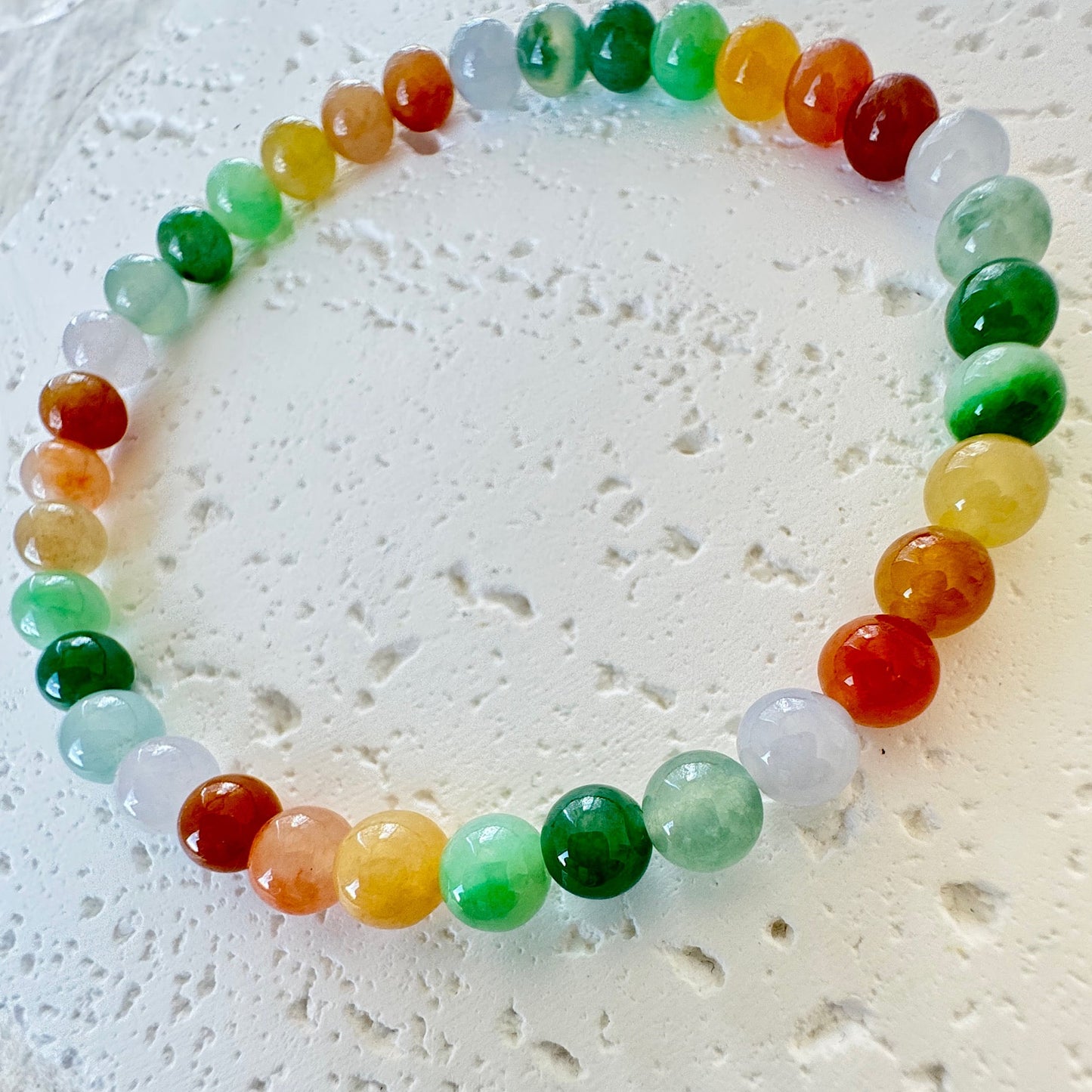 Rainbow Color Fine Jadeite Beads Bracelet (c.5mm+)