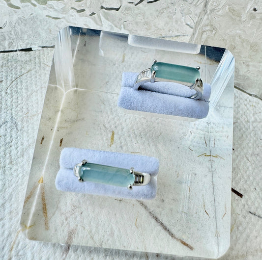Icy Blue Saddle Jadeite Ring