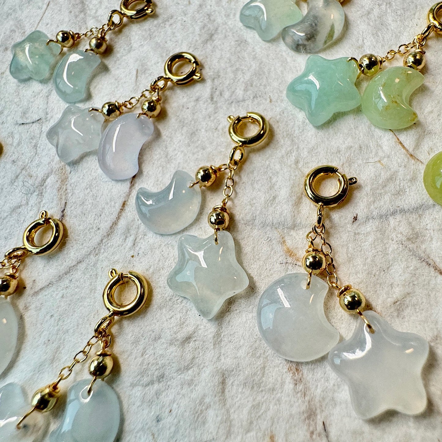 Star & Moon Jadeite Charms