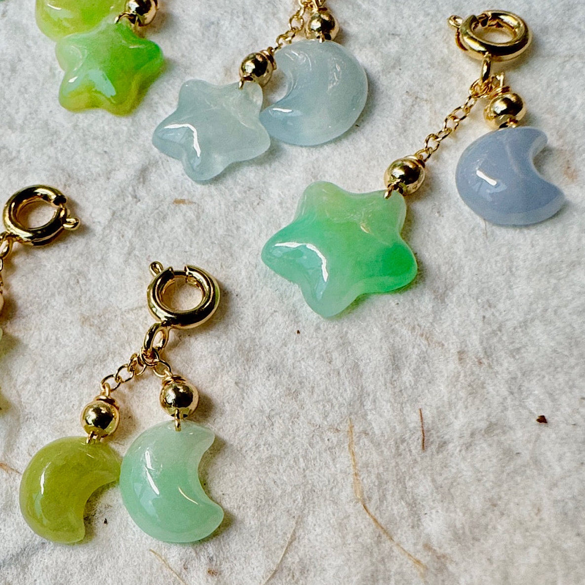 Star & Moon Jadeite Charms